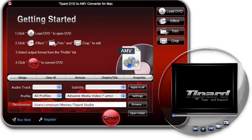 Tipard DVD to AMV Converter for Mac 3.6.06 software screenshot