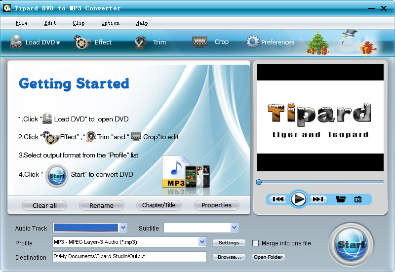 Tipard DVD to MP3 Converter 6.1.52 software screenshot