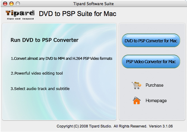 Tipard DVD to PSP Suite for Mac 3.1.36 software screenshot