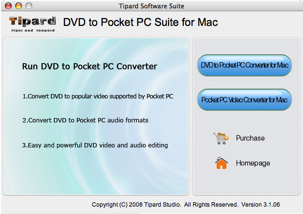 Tipard DVD to Pocket PC Suite for Mac 3.1.06 software screenshot