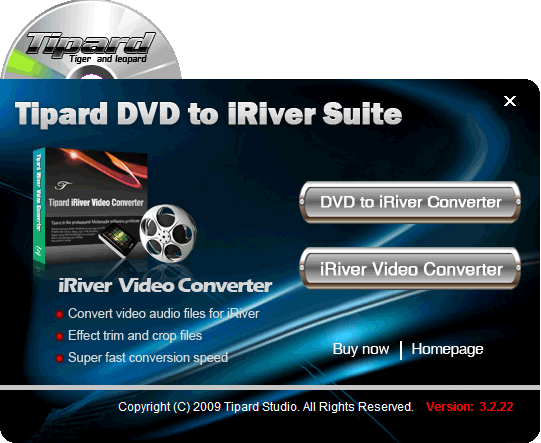Tipard DVD to iRiver Suite 3.2.26 software screenshot