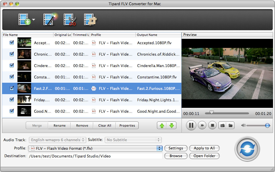 Tipard FLV Converter for Mac 3.6.18 software screenshot