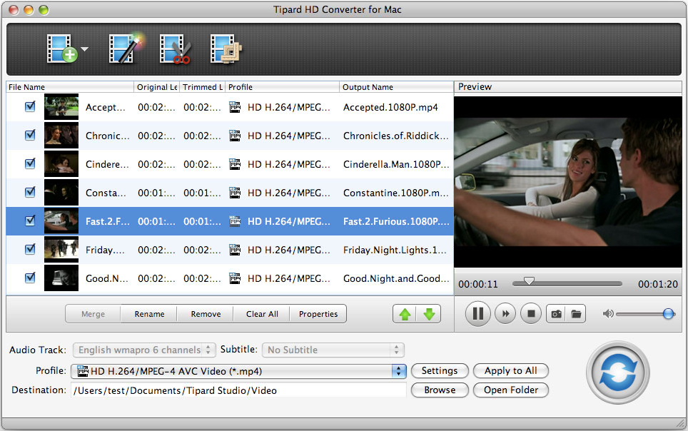 Tipard HD Converter for Mac 4.1.12 software screenshot