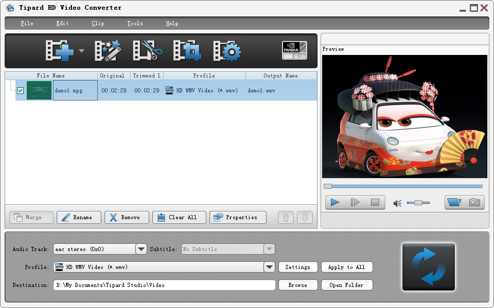 Tipard HD Video Converter 6.2.28 software screenshot