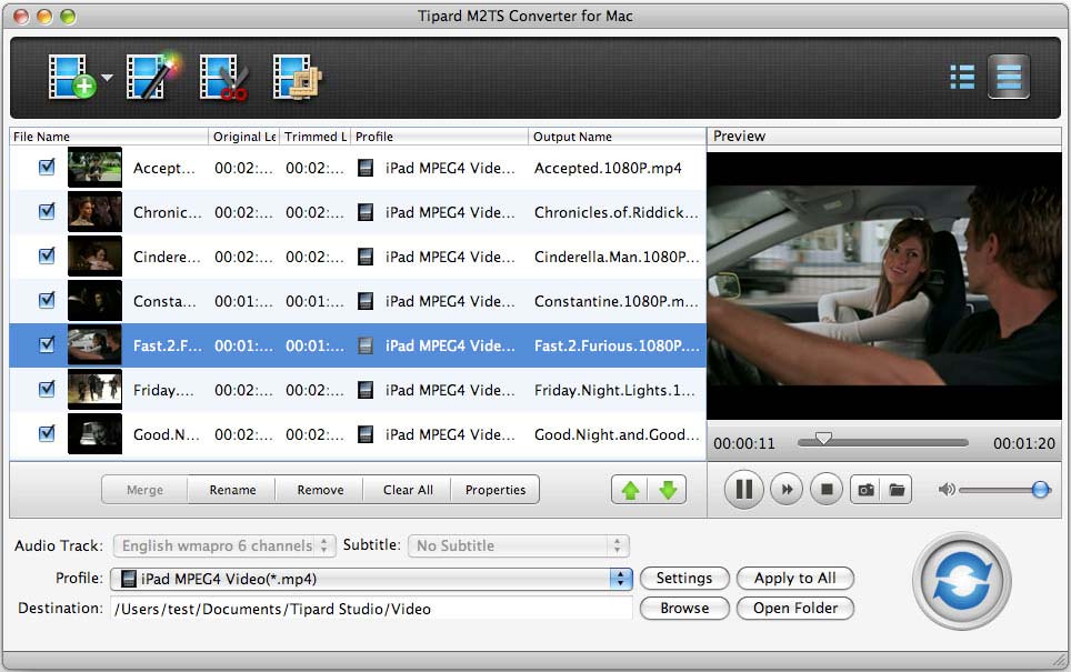 Tipard M2TS Converter for Mac 3.6.32 software screenshot