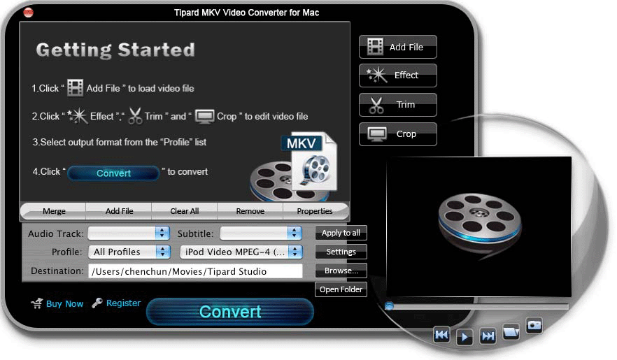 Tipard MKV Video Converter for Mac 4.0.22 software screenshot