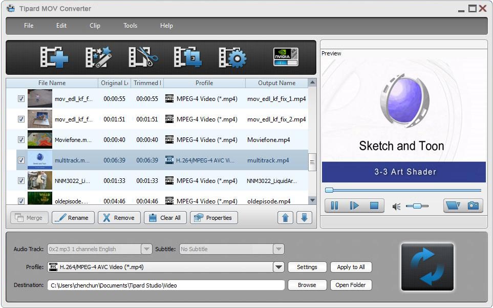 Tipard MOV Converter 6.1.50 software screenshot