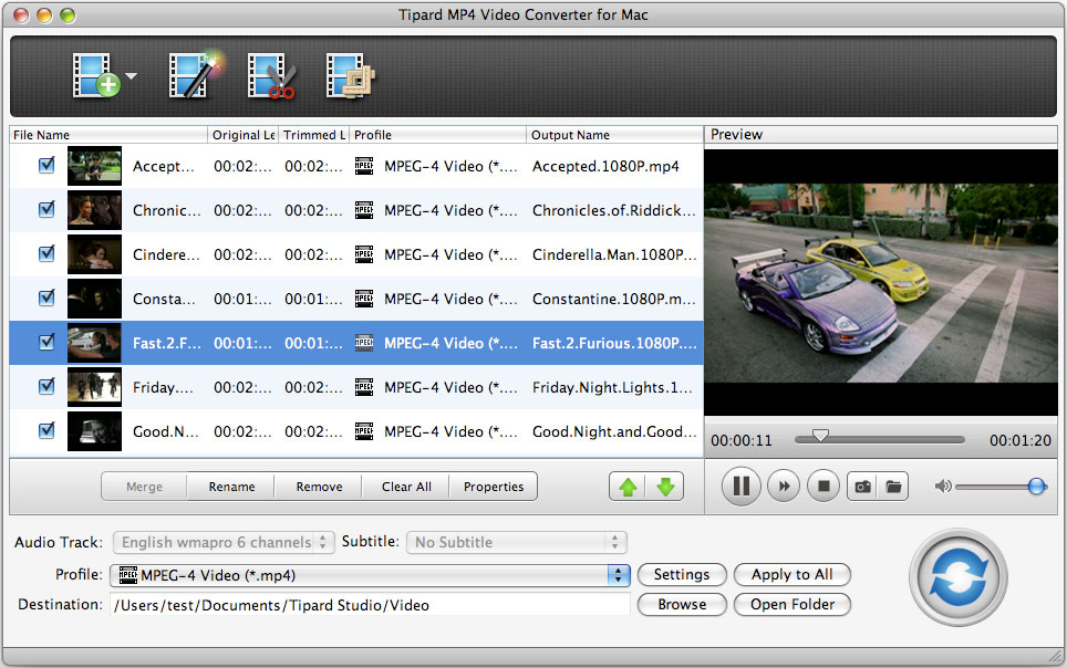 Tipard MP4 Video Converter for Mac 3.6.18 software screenshot