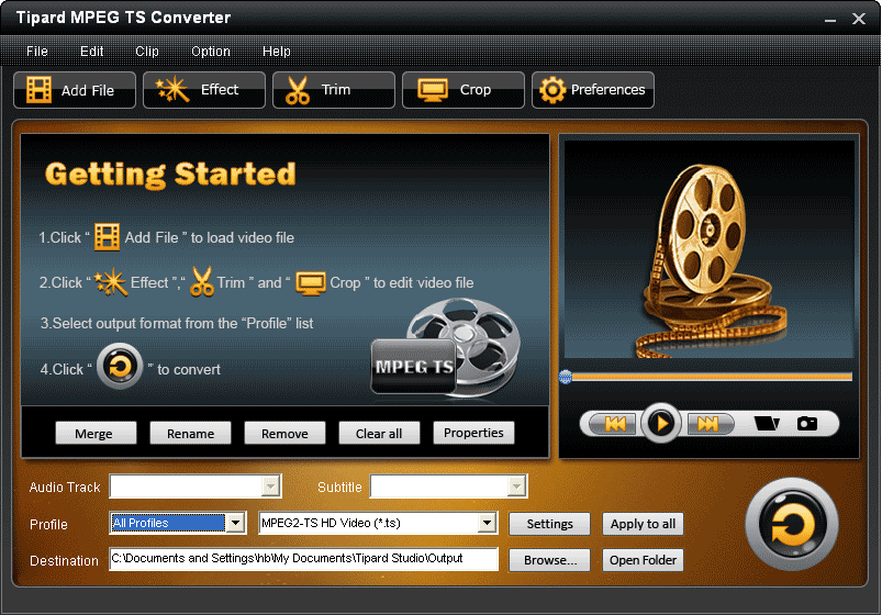 Tipard MPEG TS Converter 6.2.08 software screenshot