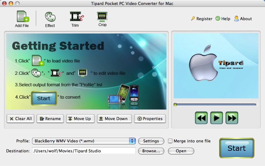Tipard Pocket PC Video Converter for Mac 3.6.06 software screenshot
