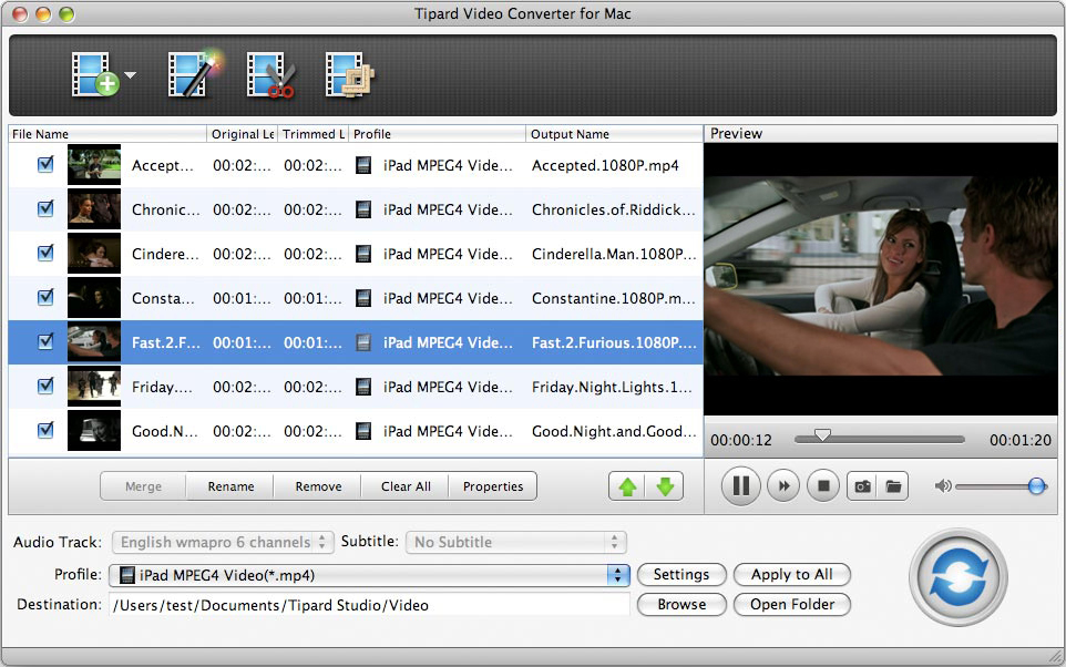 Tipard Video Converter for Mac 4.0.36 software screenshot