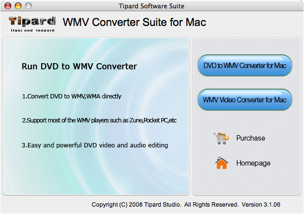 Tipard WMV Converter Suite for Mac 3.1.08 software screenshot