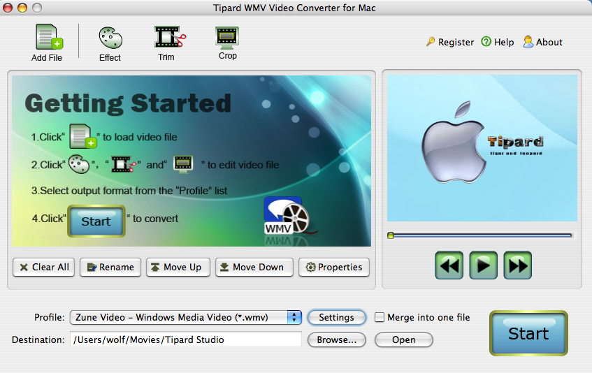 Tipard WMV Video Converter for Mac 3.6.06 software screenshot