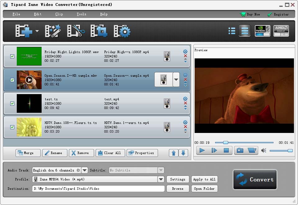 Tipard Zune Video Converter 6.1.16 software screenshot