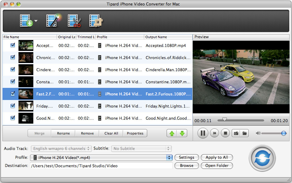 Tipard iPhone Video Converter for Mac 3.6.10 software screenshot