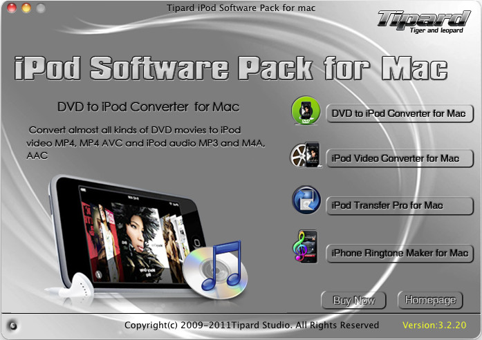 Tipard iPod Software Pack for Mac 3.3.06 software screenshot
