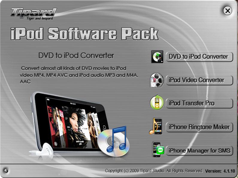 Tipard iPod Software Pack 6.1.36 software screenshot