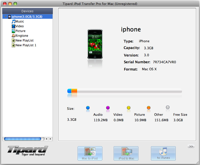 Tipard iPod Transfer Pro for Mac 4.0.12 software screenshot