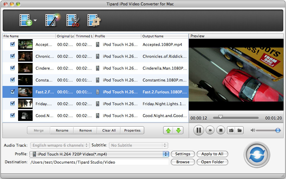Tipard iPod Video Converter for Mac 3.6.10 software screenshot