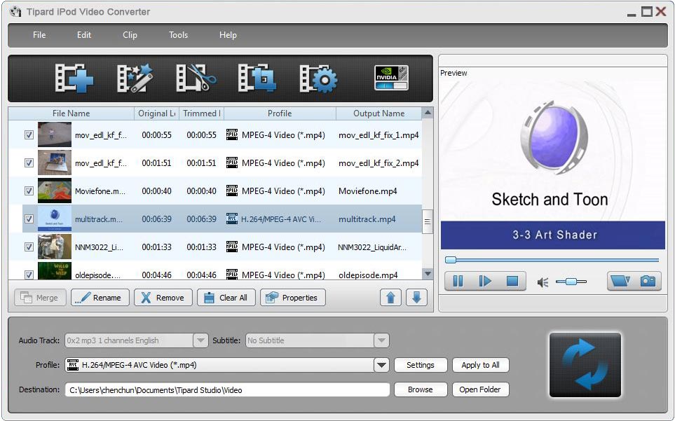 Tipard iPod Video Converter 6.1.62 software screenshot