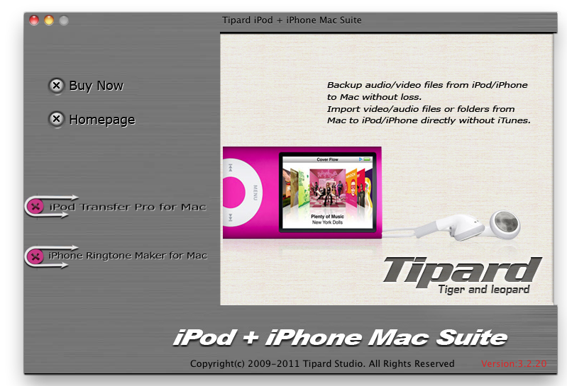 Tipard iPod + iPhone Mac Suite 3.2.26 software screenshot