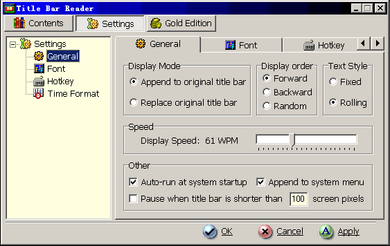Title Bar Reader 0.9 software screenshot