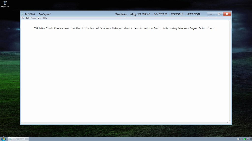 TitleBarClock Pro 7.2 software screenshot