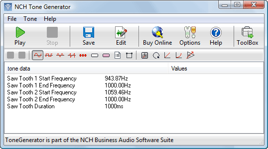 Tone Generator 3.00 software screenshot