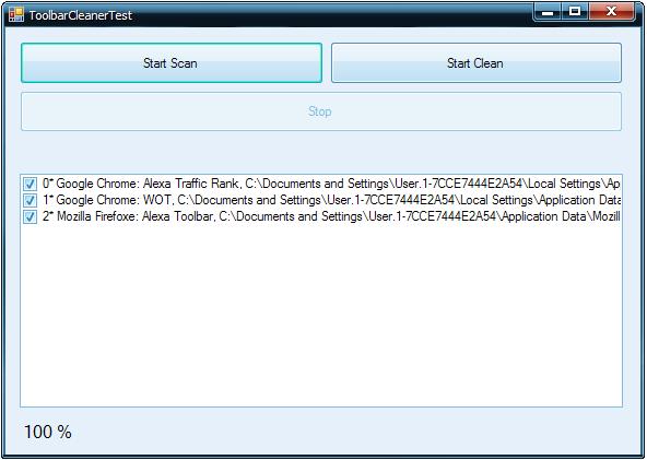 Toolbar Cleaner ActiveX 3.0.1 software screenshot
