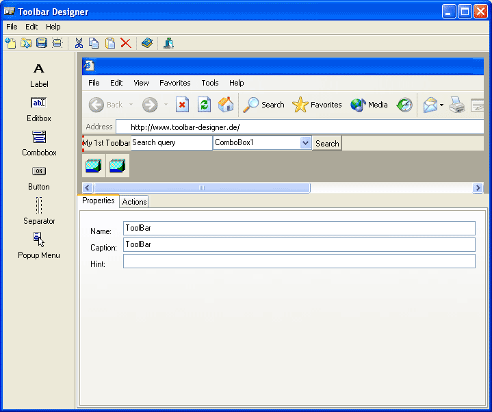 Toolbar Designer 2.2.3 software screenshot