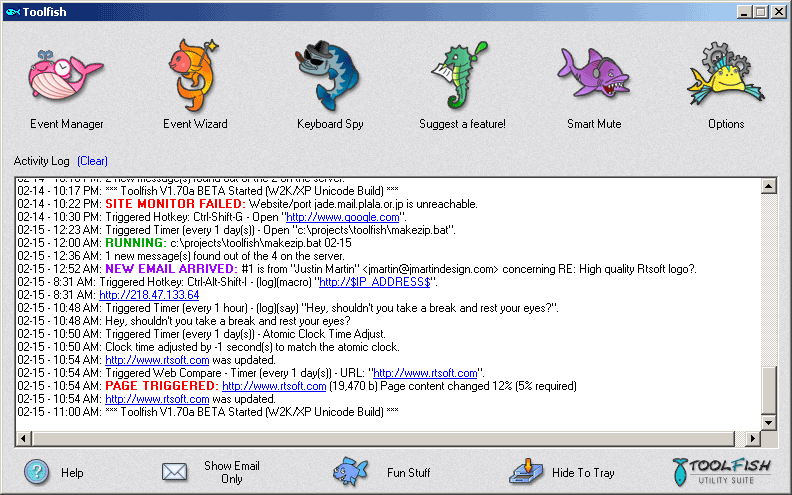 Toolfish Utility Suite 2.05 software screenshot
