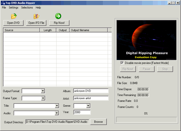 Top DVD Audio Ripper 1.11 software screenshot
