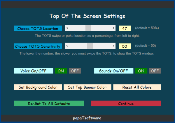Top of The Screen 2.2 software screenshot