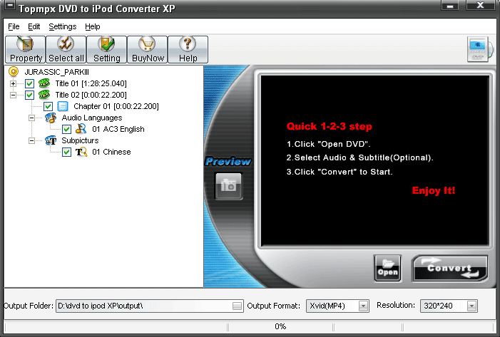 TopMXP DVD to iPod Converter 2.0 software screenshot