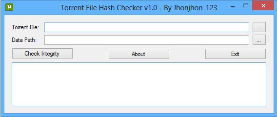 Torrent File Hash Checker 1.0 software screenshot
