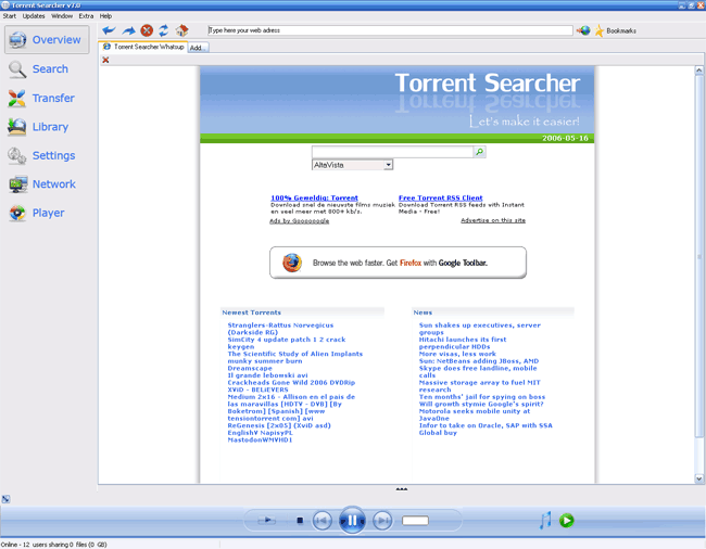 Torrent Searcher 9.0 software screenshot