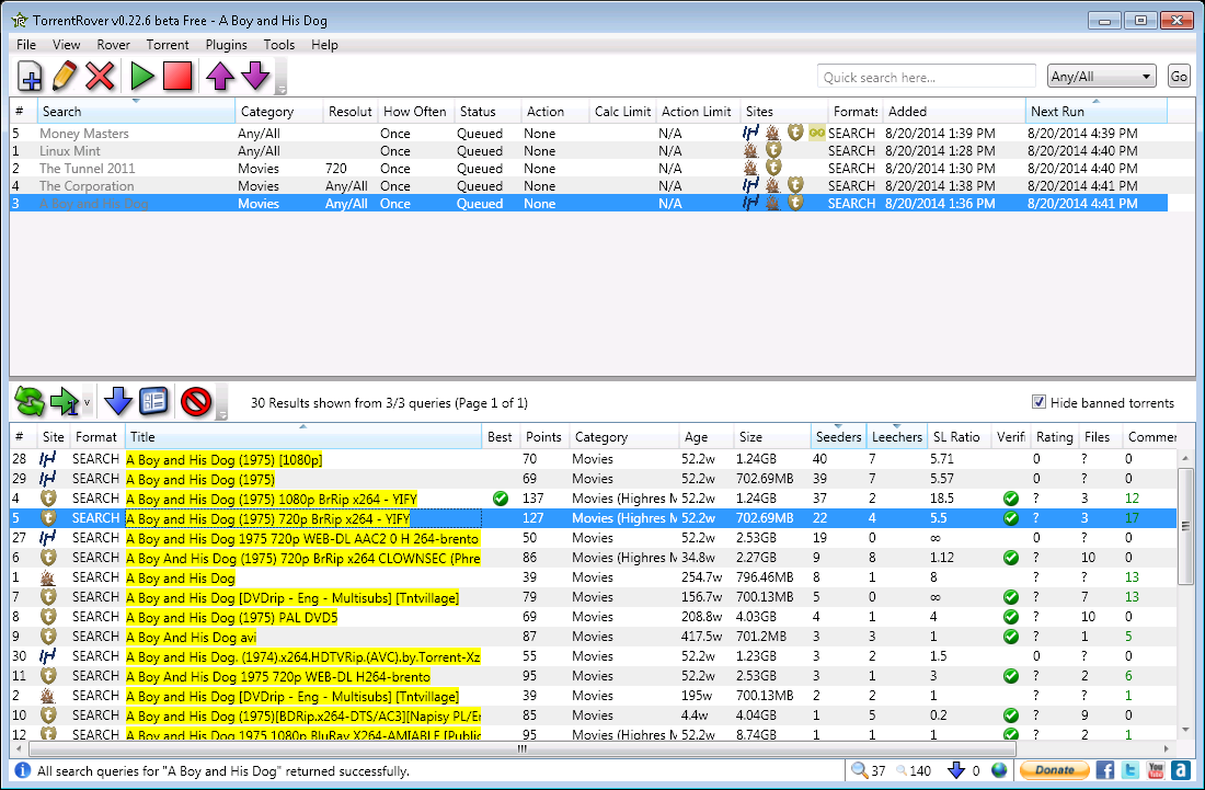 TorrentRover 1.1.18 software screenshot