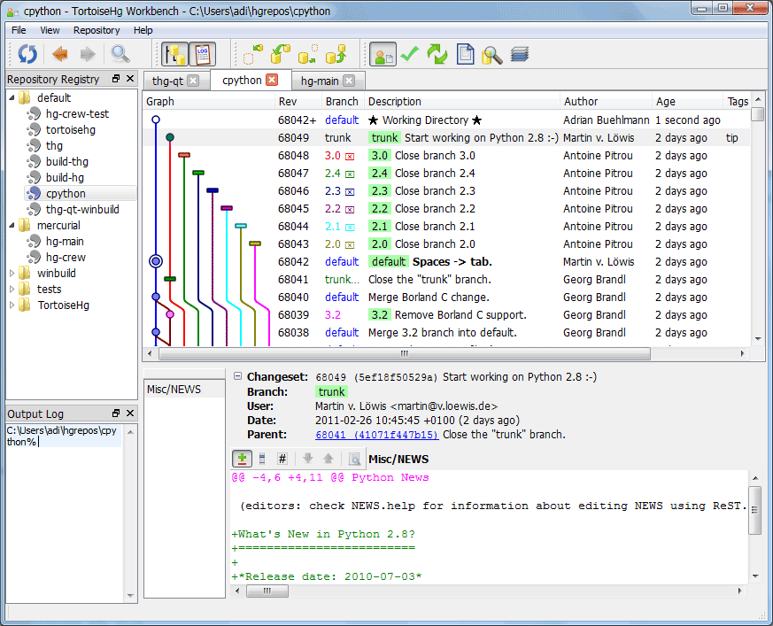TortoiseHg 4.2.0 software screenshot