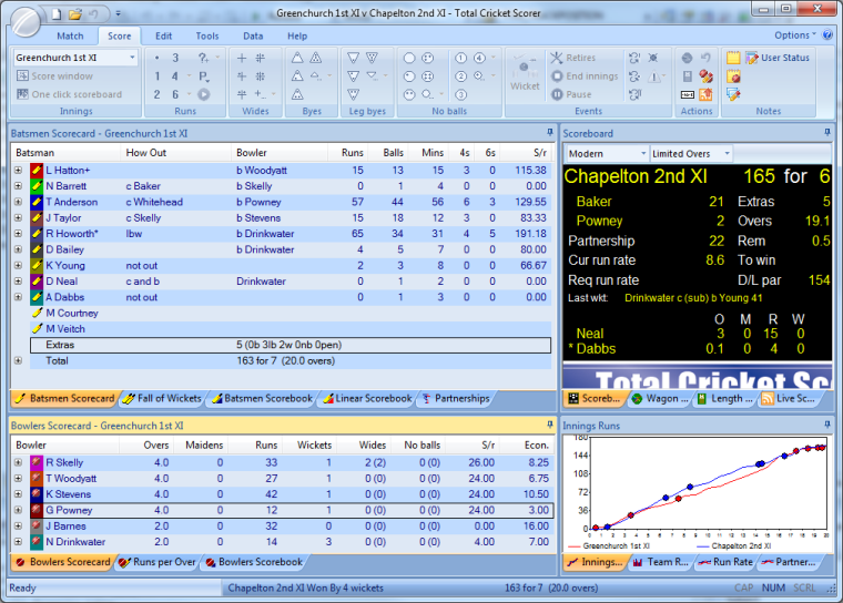 Total Cricket Scorer 8.0.03.02 software screenshot