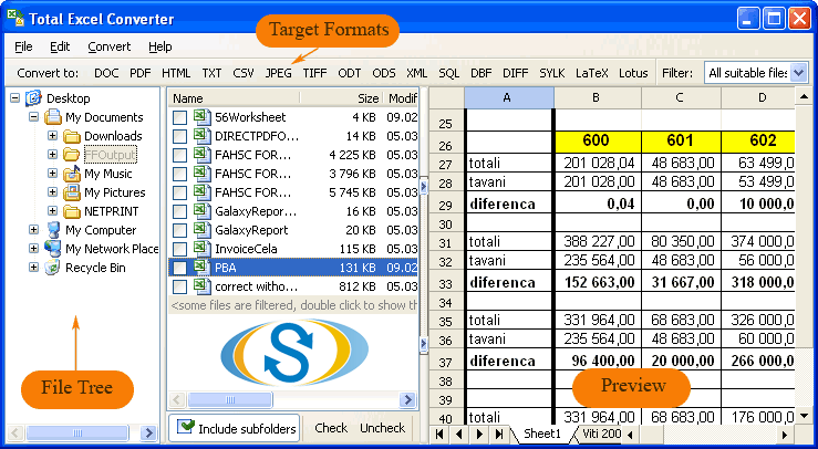 Total Excel Converter 5.1.234 software screenshot