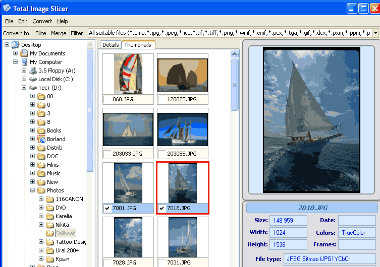 Total Image Slicer 1.3 software screenshot