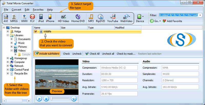 Total Movie Converter 4.1.19 software screenshot