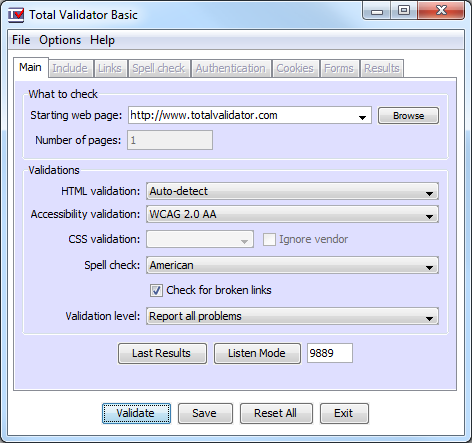 Total Validator Basic 11.3.0 software screenshot