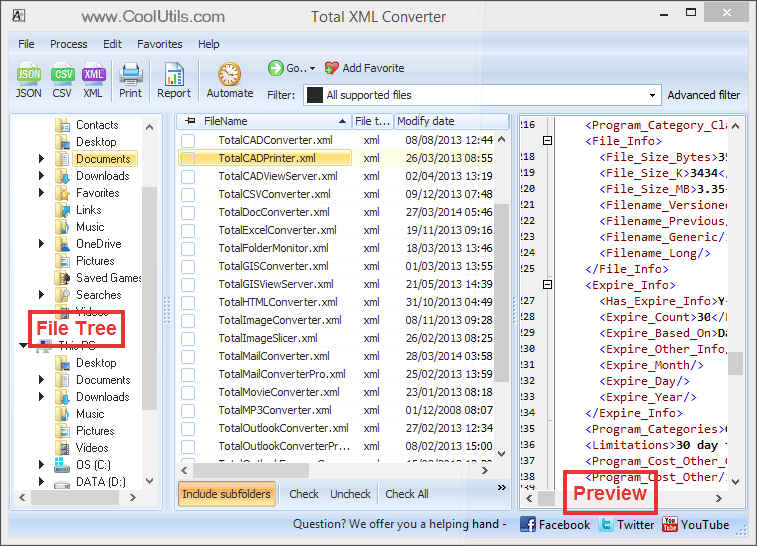 Total XML Converter 2.2.62 software screenshot