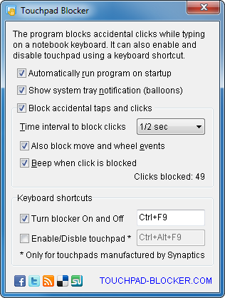 Touchpad Blocker 3.0.0.71 software screenshot