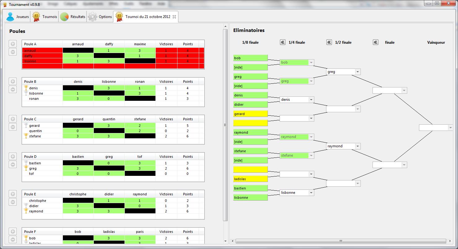 Tournament 1.3.0 software screenshot
