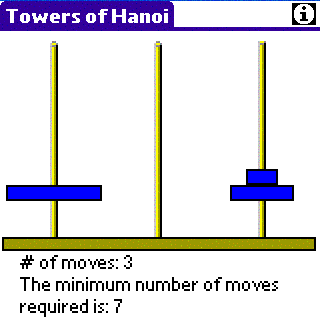 Towers of Hanoi for PALM 1.1 software screenshot