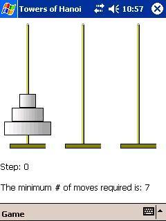Towers of Hanoi for Pocket PC 1.0 software screenshot