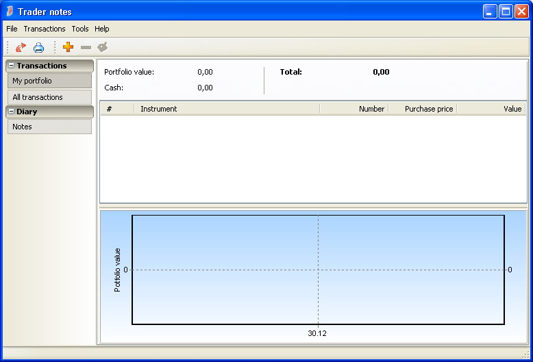 Trader Notes 1.3 software screenshot