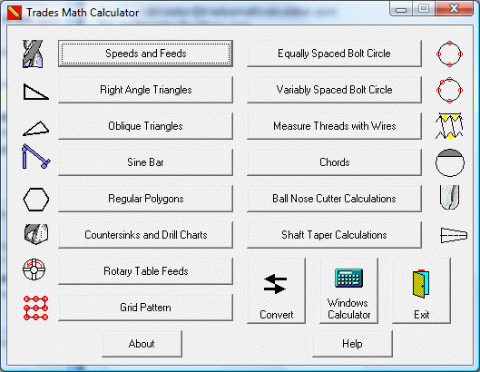 Trades Math Calculator 1.3.0 software screenshot